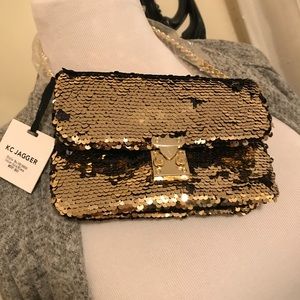 Gold and black sequin purse